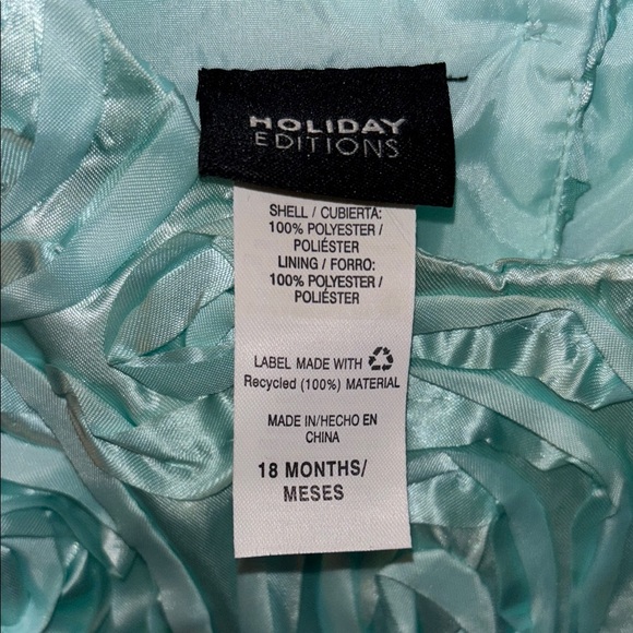 Holiday Editions Turquoise Sleeveless Dress rose design size 18 months - Picture 3 of 8